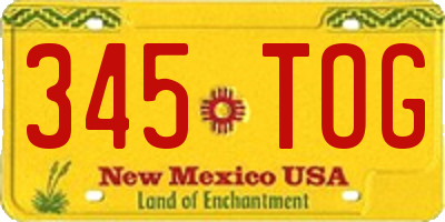 NM license plate 345TOG