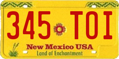 NM license plate 345TOI