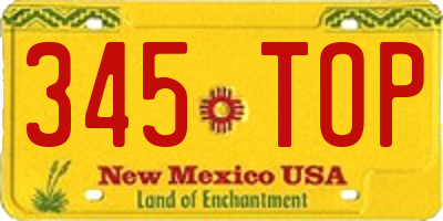 NM license plate 345TOP