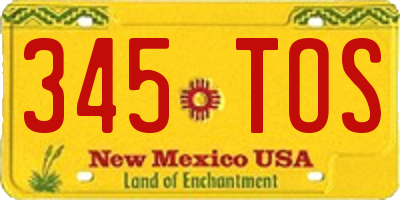 NM license plate 345TOS