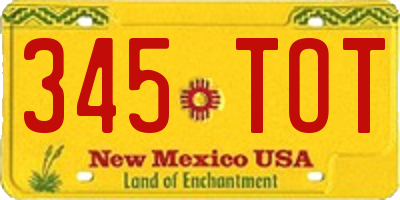 NM license plate 345TOT