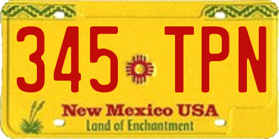 NM license plate 345TPN