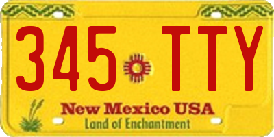 NM license plate 345TTY