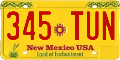 NM license plate 345TUN