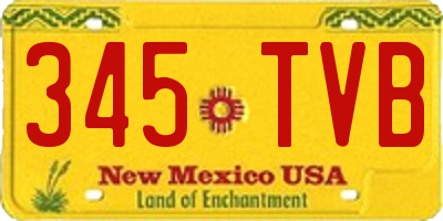 NM license plate 345TVB