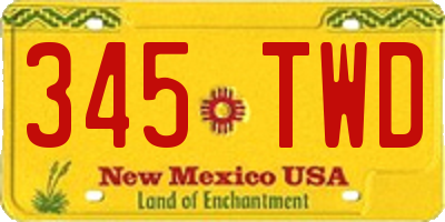 NM license plate 345TWD
