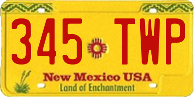 NM license plate 345TWP