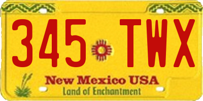 NM license plate 345TWX