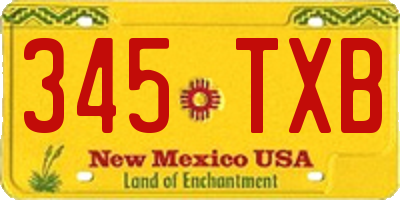 NM license plate 345TXB