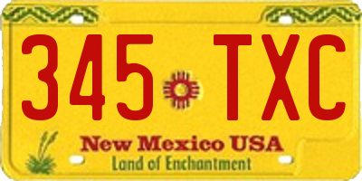 NM license plate 345TXC