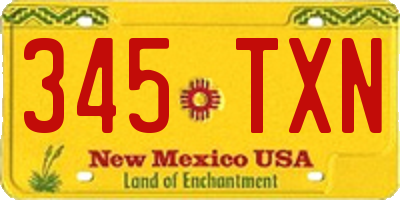 NM license plate 345TXN