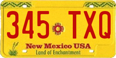 NM license plate 345TXQ