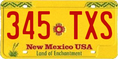 NM license plate 345TXS