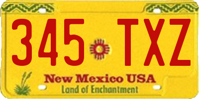 NM license plate 345TXZ