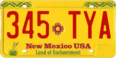 NM license plate 345TYA
