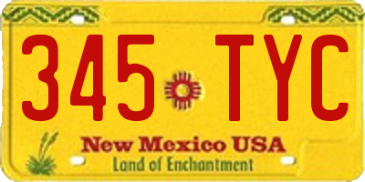NM license plate 345TYC
