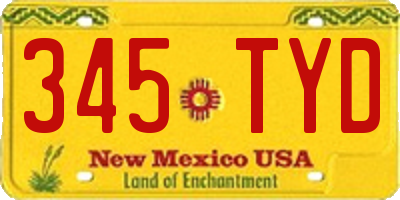 NM license plate 345TYD