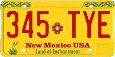 NM license plate 345TYE