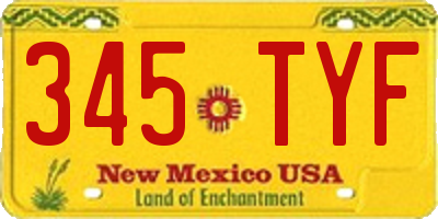 NM license plate 345TYF