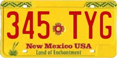 NM license plate 345TYG