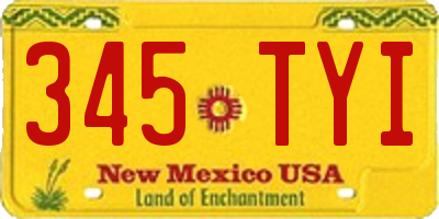 NM license plate 345TYI
