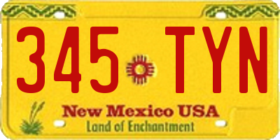 NM license plate 345TYN