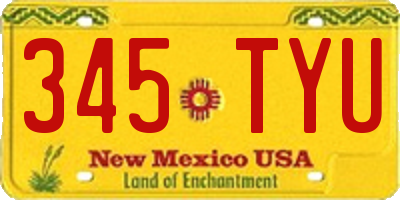 NM license plate 345TYU