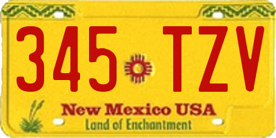 NM license plate 345TZV