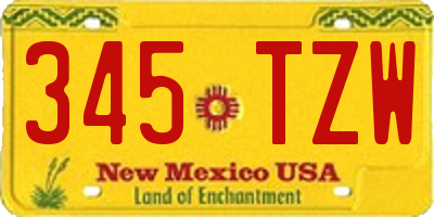 NM license plate 345TZW