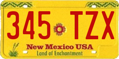 NM license plate 345TZX