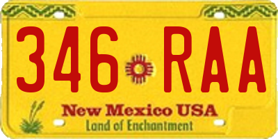 NM license plate 346RAA