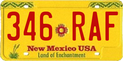 NM license plate 346RAF