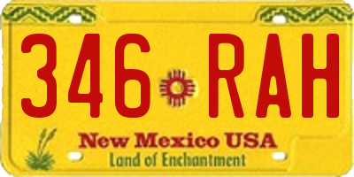 NM license plate 346RAH