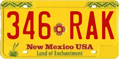 NM license plate 346RAK