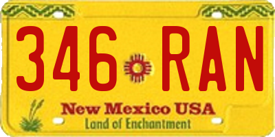 NM license plate 346RAN