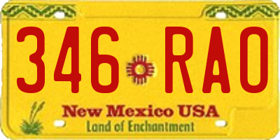 NM license plate 346RAO