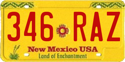 NM license plate 346RAZ