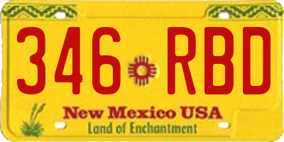 NM license plate 346RBD