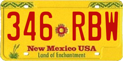 NM license plate 346RBW