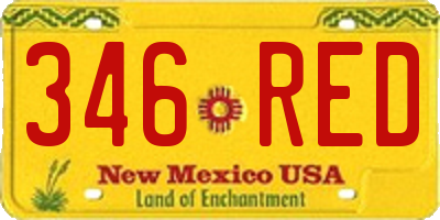 NM license plate 346RED