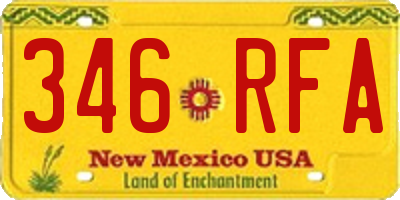 NM license plate 346RFA