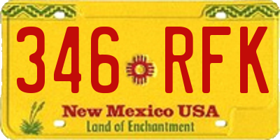 NM license plate 346RFK