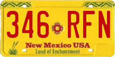 NM license plate 346RFN