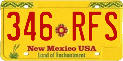 NM license plate 346RFS