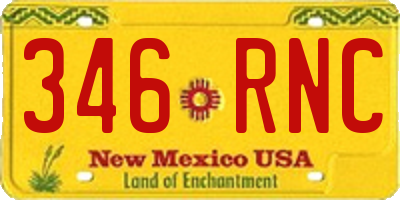 NM license plate 346RNC