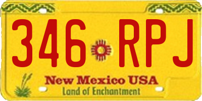 NM license plate 346RPJ
