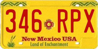 NM license plate 346RPX