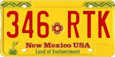 NM license plate 346RTK