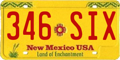 NM license plate 346SIX
