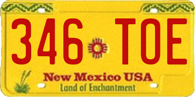 NM license plate 346TOE